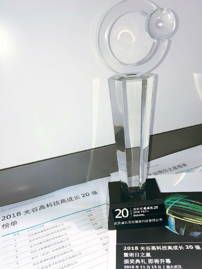 卓讯互动获评“2018光谷高科技20强”